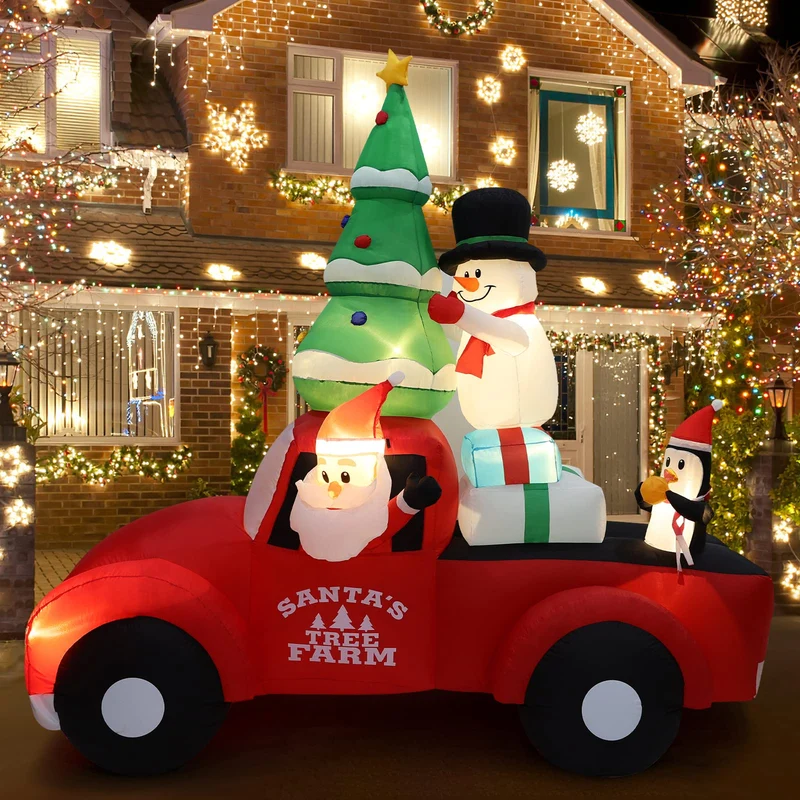 Aufblasbare Weihnachtsdeko, Riesiger Weihnachtsbaum Bogen mit 8 LED Leuchten, Wasserfest Beleuchtet Aufblasbar Weihnachtsdeko Aussen für Hof Garten Feiertag Weihnachtsdekoration
