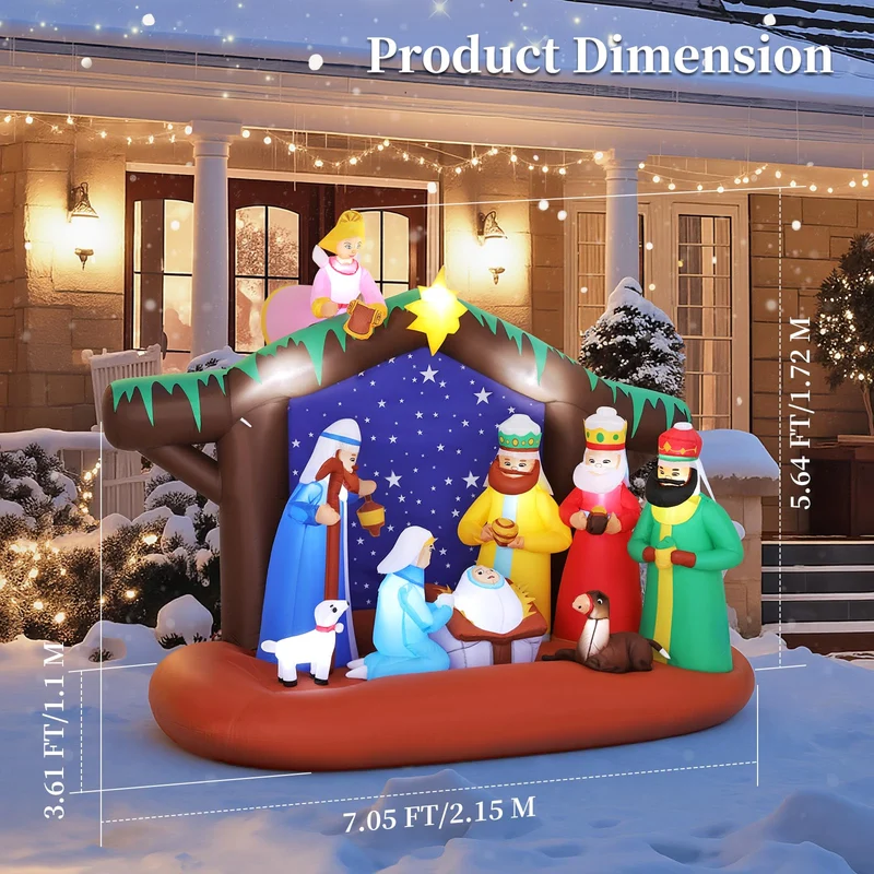 Aufblasbare Weihnachtsdeko, Riesiger Weihnachtsbaum Bogen mit 8 LED Leuchten, Wasserfest Beleuchtet Aufblasbar Weihnachtsdeko Aussen für Hof Garten Feiertag Weihnachtsdekoration