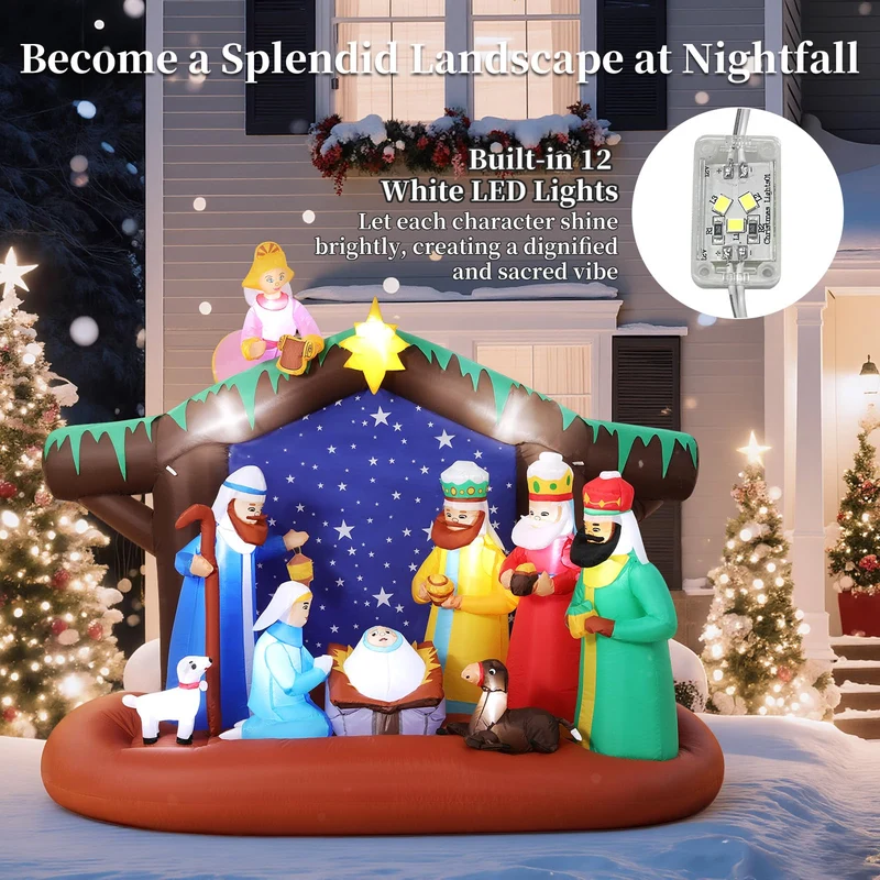 Aufblasbare Weihnachtsdeko, Riesiger Weihnachtsbaum Bogen mit 8 LED Leuchten, Wasserfest Beleuchtet Aufblasbar Weihnachtsdeko Aussen für Hof Garten Feiertag Weihnachtsdekoration