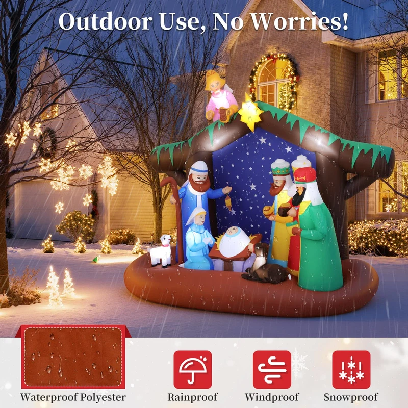 Aufblasbare Weihnachtsdeko, Riesiger Weihnachtsbaum Bogen mit 8 LED Leuchten, Wasserfest Beleuchtet Aufblasbar Weihnachtsdeko Aussen für Hof Garten Feiertag Weihnachtsdekoration