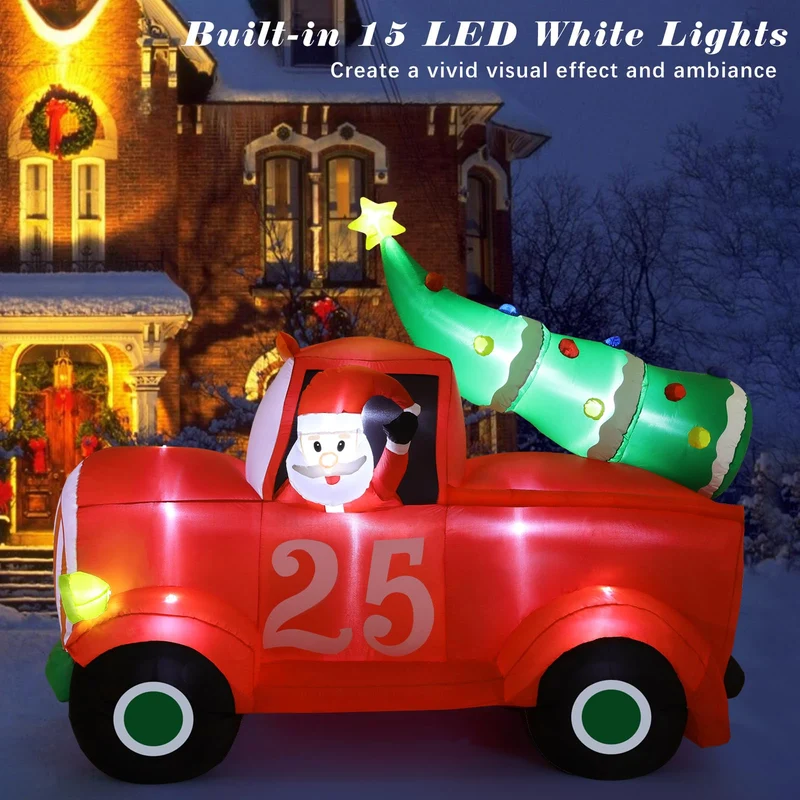 Aufblasbare Weihnachtsdeko, Riesiger Weihnachtsbaum Bogen mit 8 LED Leuchten, Wasserfest Beleuchtet Aufblasbar Weihnachtsdeko Aussen für Hof Garten Feiertag Weihnachtsdekoration