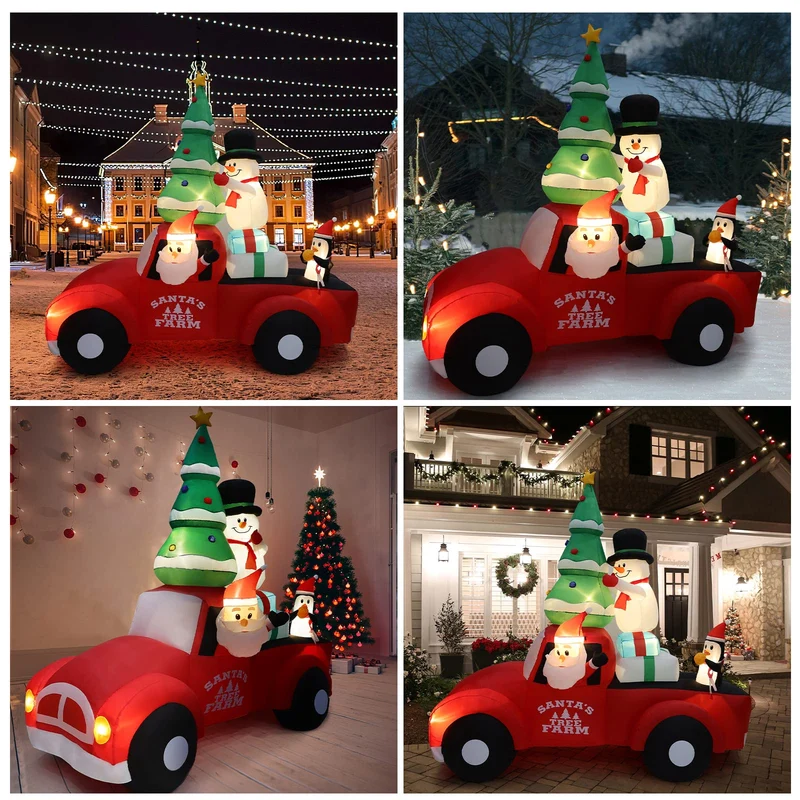 Aufblasbare Weihnachtsdeko, Riesiger Weihnachtsbaum Bogen mit 8 LED Leuchten, Wasserfest Beleuchtet Aufblasbar Weihnachtsdeko Aussen für Hof Garten Feiertag Weihnachtsdekoration