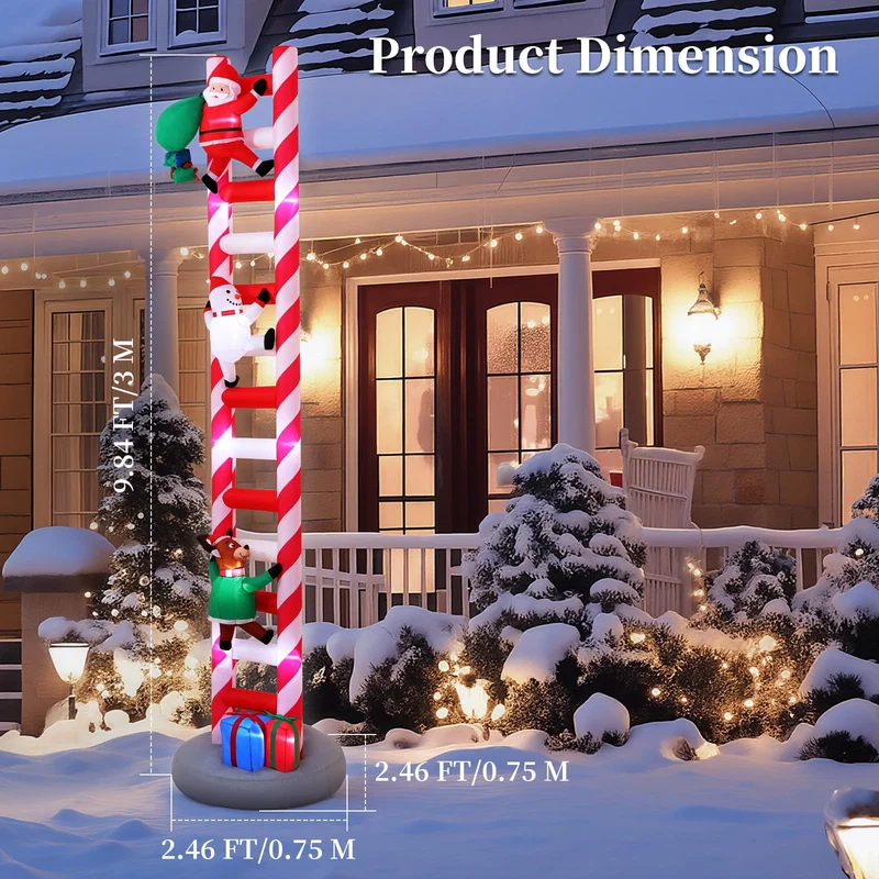 Aufblasbare Weihnachtsdeko, Riesiger Weihnachtsbaum Bogen mit 8 LED Leuchten, Wasserfest Beleuchtet Aufblasbar Weihnachtsdeko Aussen für Hof Garten Feiertag Weihnachtsdekoration