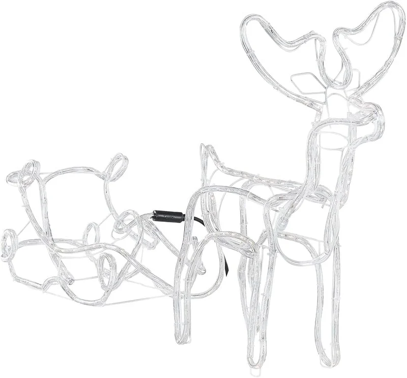 LED-Rentier mit Schlitten 11 m Seillicht für Innen- und Außenbereich 140 x 66 x 23 cm
