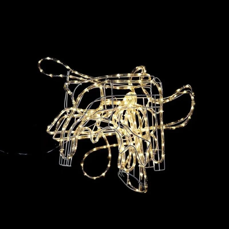 LED-Rentier mit Schlitten 11 m Seillicht für Innen- und Außenbereich 140 x 66 x 23 cm