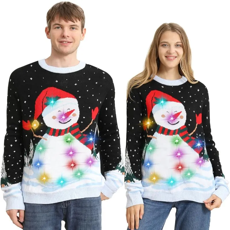 Hässliche Weihnachtspullover Kinder mit LED, hässlicher Weihnachtspullover, lustiges Weihnachtspullover Familienset, Weihnachtspullover Weihnachten mit Beleuchtung für Mädchen, Jungen