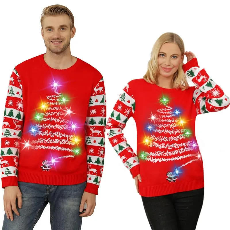 Hässliche Weihnachtspullover Kinder mit LED, hässlicher Weihnachtspullover, lustiges Weihnachtspullover Familienset, Weihnachtspullover Weihnachten mit Beleuchtung für Mädchen, Jungen