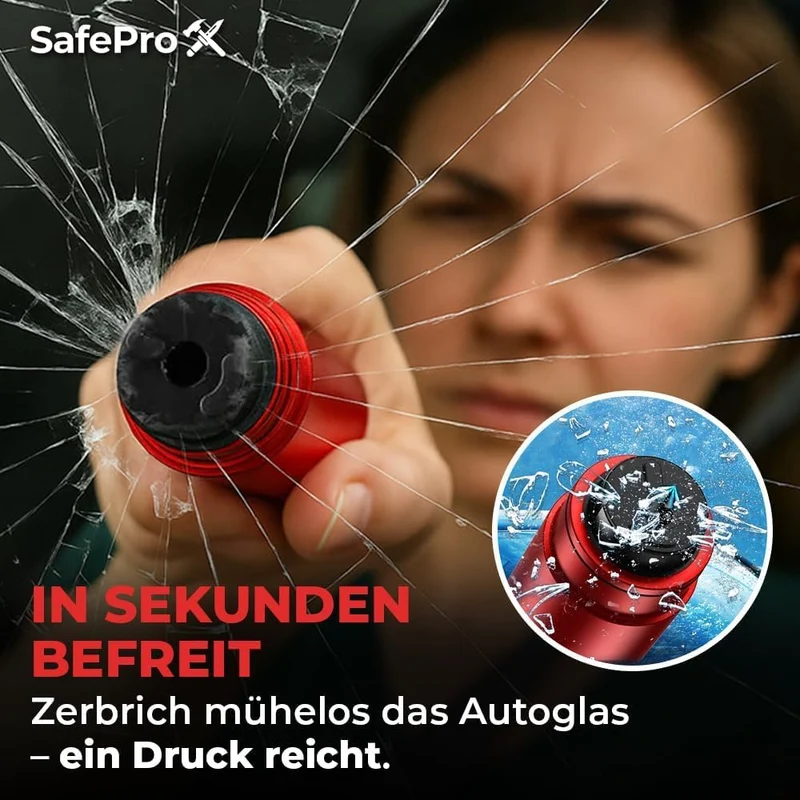 Notfallhammer für Auto, lebensrettender Fensterbrecher und Gürtelschneider, kompaktes Rettungswerkzeug für schnelle Unfallhilfe und Sicherheit unterwegs