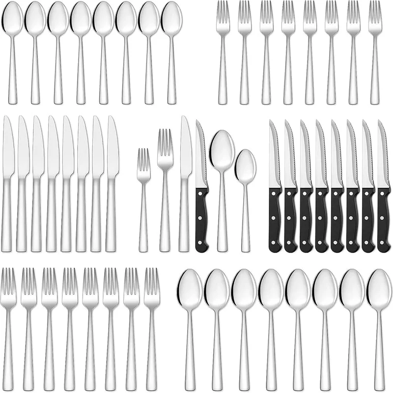 36-teiliges Besteckset aus Edelstahl mit Steakmesser, Besteckset für 6 Personen, elegantes Besteckset mit Messer, Gabel, Löffel, Besteck für Zuhause/Party/Restaurant, Geschirrspüler geeignet