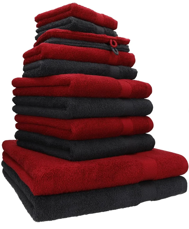 12-teilige Handtuch Set Premium Handtuch Set 100% Baumwolle 2 Badetücher 4 Handtücher 2 Gästehandtücher 2 Flanell
