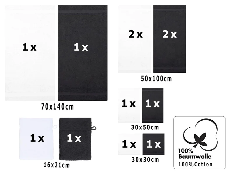 12-teilige Handtuch Set Premium Handtuch Set 100% Baumwolle 2 Badetücher 4 Handtücher 2 Gästehandtücher 2 Flanell
