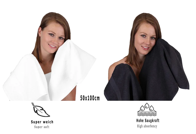 12-teilige Handtuch Set Premium Handtuch Set 100% Baumwolle 2 Badetücher 4 Handtücher 2 Gästehandtücher 2 Flanell