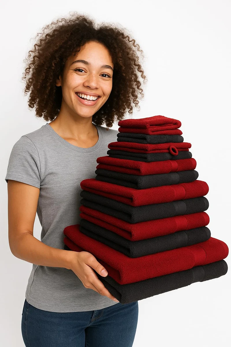 12-teilige Handtuch Set Premium Handtuch Set 100% Baumwolle 2 Badetücher 4 Handtücher 2 Gästehandtücher 2 Flanell