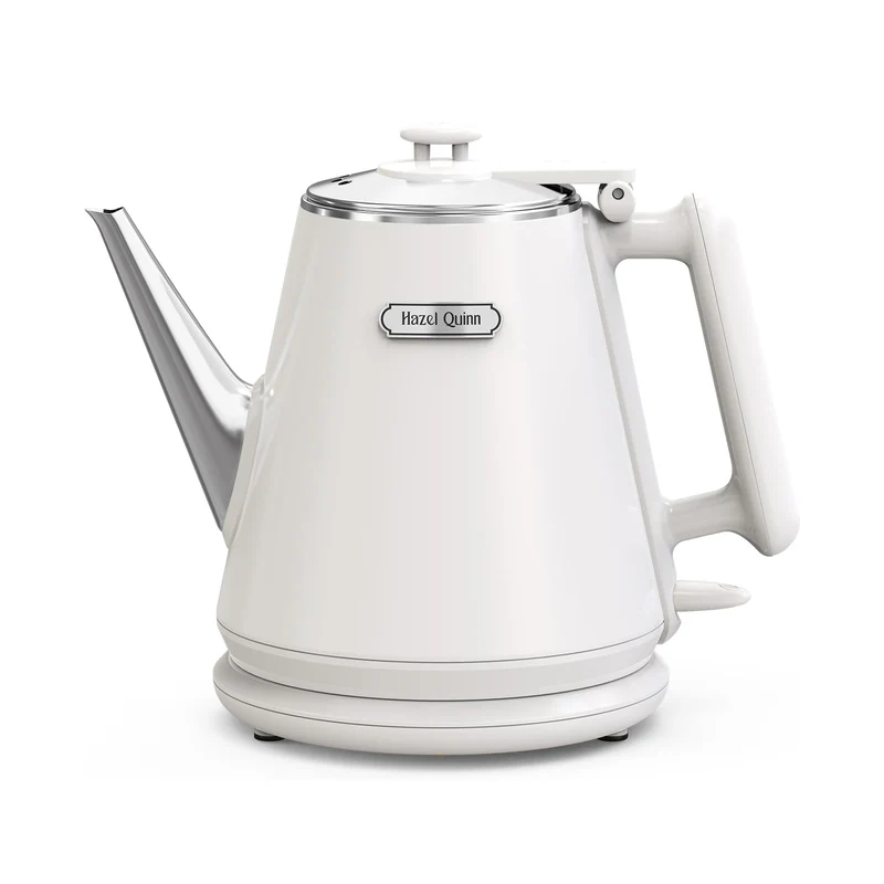 Elektrischer Wasserkocher, 1 Liter, Retro Design, Kleiner Teebereiter, Doppelwand, 304 Edelstahl, 1360W Schnelles Kochen, BPA-frei, automatische Abschaltung