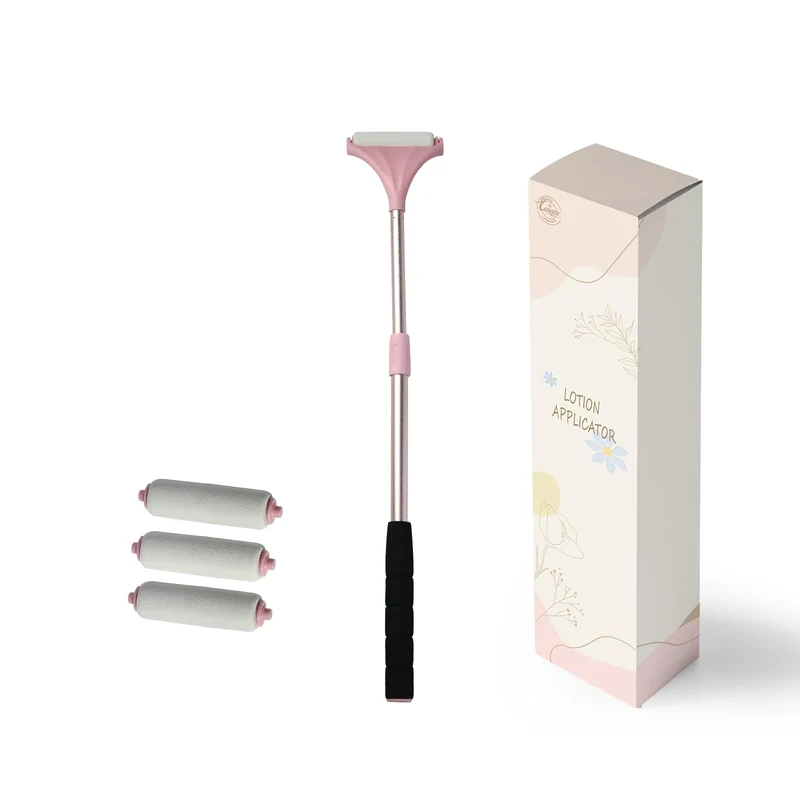 Mini Lotion Applikator Lotionsbürste Kosmetik Applikator Körperpflege Hautpflegewerkzeug mit drei Ersatzköpfen, verstellbar