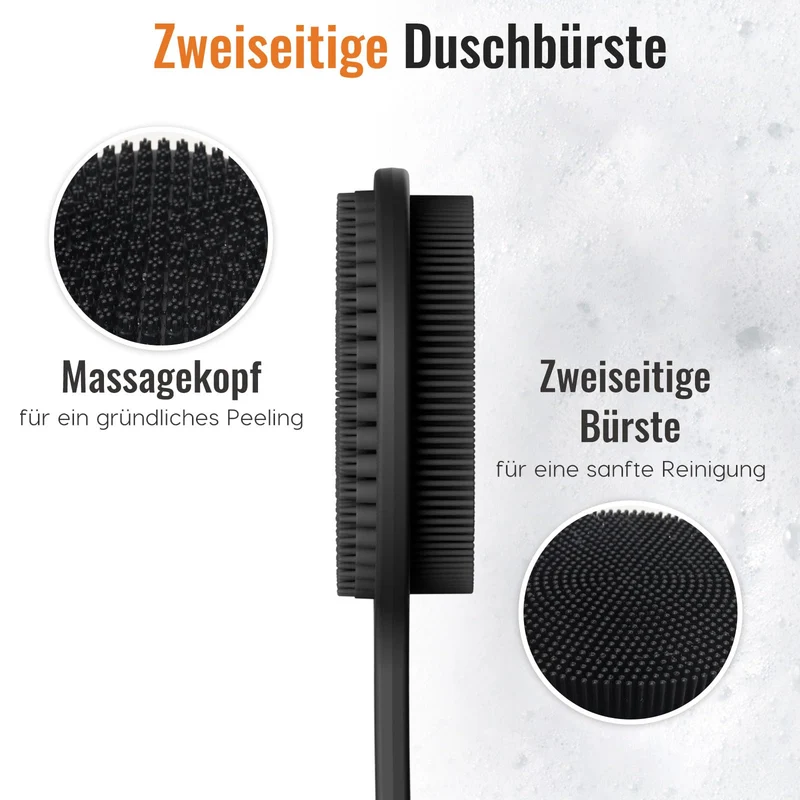 Silikon Rückenschrubber für Die Dusche, Silikon Körperschrubber mit Langem Griff, Rückenschrubber, Abgestorbene Haut entfernen und Massage