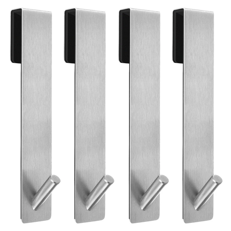 4 STK 12.5CM Edelstahl Duschhaken für Glaswand ohne Bohren, Haken Duschwand mit Schutzmatte, Duschhaken für Glaswand, Handtuchhalter Dusche Glaswand für Glasstärken ≤ 10mm