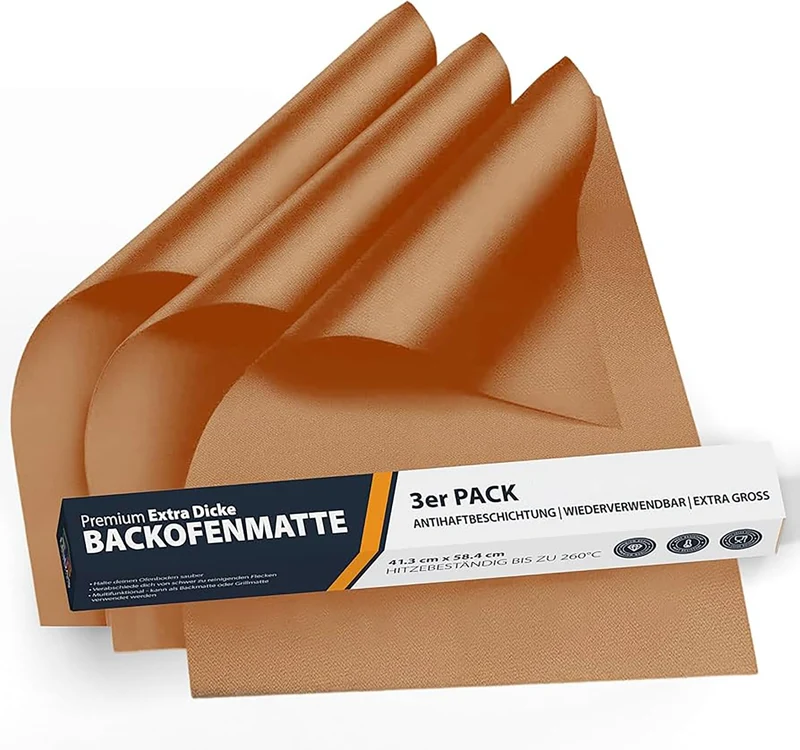 Dauerbackfolie für Backofen und Grill, Backpapier wiederverwendbar geeignet für Elektro- und Gasbackofen, antihaftbeschichtet, für den Backofenboden, BPA- und PFOA-frei (3er Pack)
