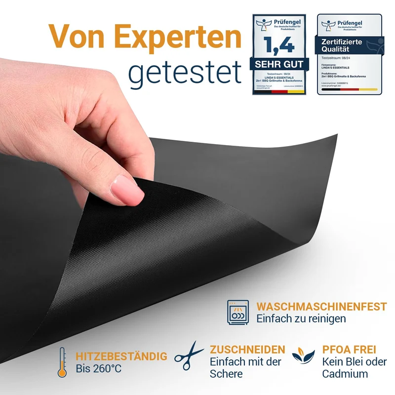 Dauerbackfolie für Backofen und Grill, Backpapier wiederverwendbar geeignet für Elektro- und Gasbackofen, antihaftbeschichtet, für den Backofenboden, BPA- und PFOA-frei (3er Pack)