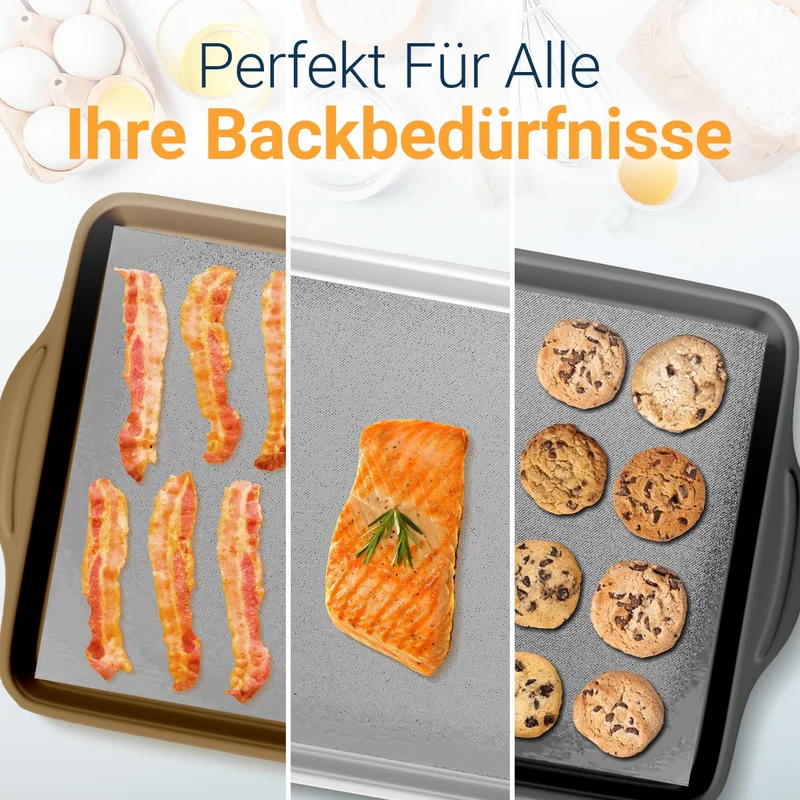 Dauerbackfolie für Backofen und Grill, Backpapier wiederverwendbar geeignet für Elektro- und Gasbackofen, antihaftbeschichtet, für den Backofenboden, BPA- und PFOA-frei (3er Pack)