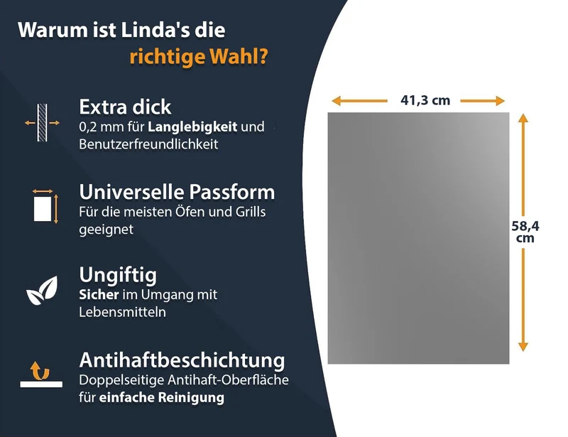 Dauerbackfolie für Backofen und Grill, Backpapier wiederverwendbar geeignet für Elektro- und Gasbackofen, antihaftbeschichtet, für den Backofenboden, BPA- und PFOA-frei (3er Pack)