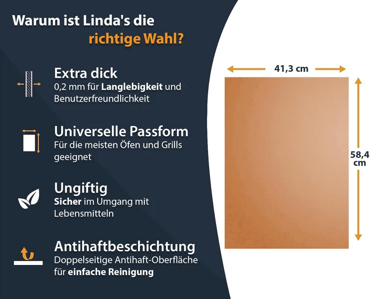 Dauerbackfolie für Backofen und Grill, Backpapier wiederverwendbar geeignet für Elektro- und Gasbackofen, antihaftbeschichtet, für den Backofenboden, BPA- und PFOA-frei (3er Pack)