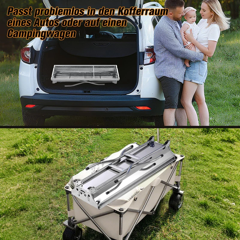 Holzkohlegrill Picknickgrill Edelstahl Kleiner Grill Portabler Campinggrill Abnehmbare BBQ Grills für Outdoor Garten Party