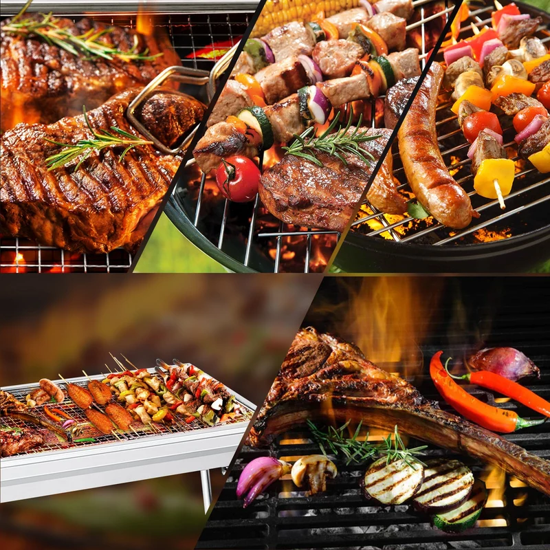 Holzkohlegrill Picknickgrill Edelstahl Kleiner Grill Portabler Campinggrill Abnehmbare BBQ Grills für Outdoor Garten Party