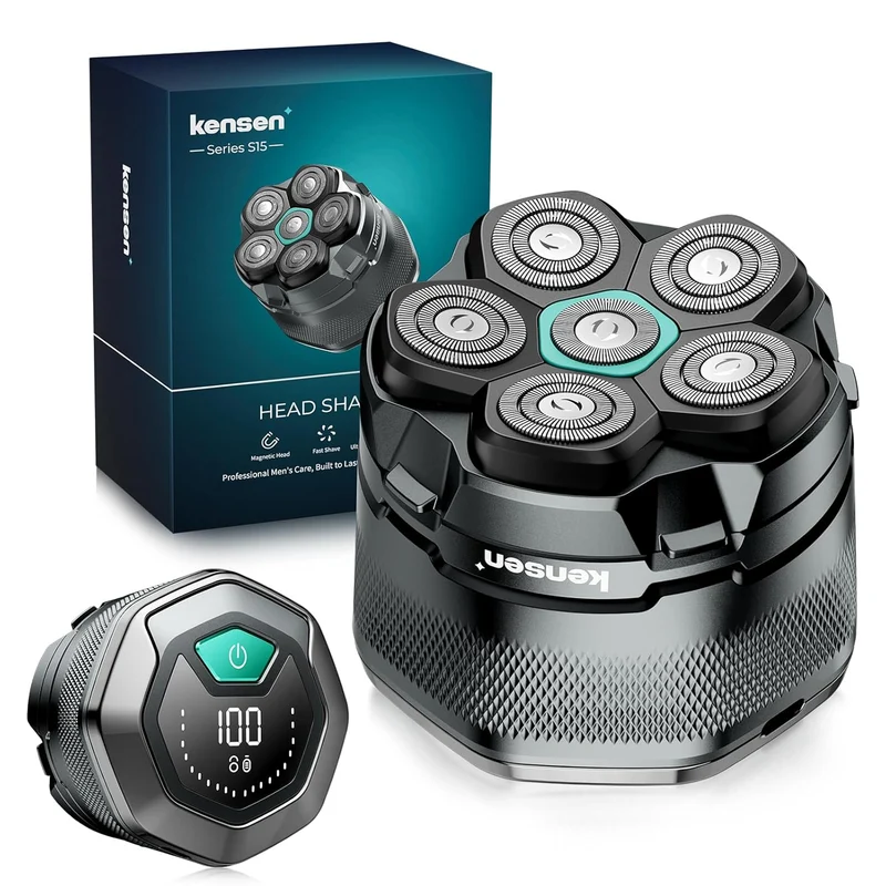Glatzen Rasierer Herren, kensen Kopfrasierer Glatze Wasserdicht Kopf Rasierer Herren Wiederaufladbar Typ-c Head Shaver Men Magnetische Leicht zu Reinigen Akkulaufzeit 160 Mins