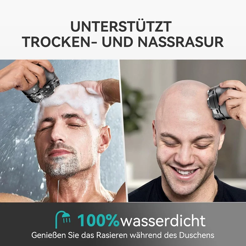 Glatzen Rasierer Herren, kensen Kopfrasierer Glatze Wasserdicht Kopf Rasierer Herren Wiederaufladbar Typ-c Head Shaver Men Magnetische Leicht zu Reinigen Akkulaufzeit 160 Mins