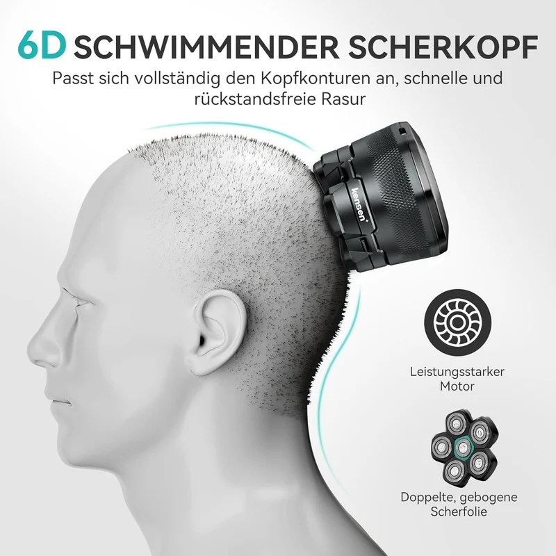 Glatzen Rasierer Herren, kensen Kopfrasierer Glatze Wasserdicht Kopf Rasierer Herren Wiederaufladbar Typ-c Head Shaver Men Magnetische Leicht zu Reinigen Akkulaufzeit 160 Mins