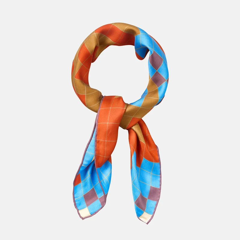 Orange & Blue Flotilla Silk Scarf