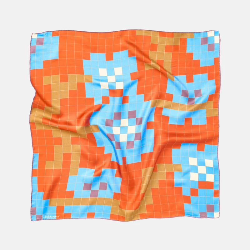 Orange & Blue Flotilla Silk Scarf