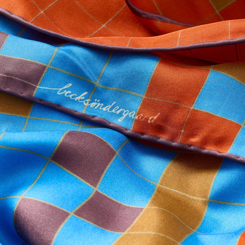 Orange & Blue Flotilla Silk Scarf