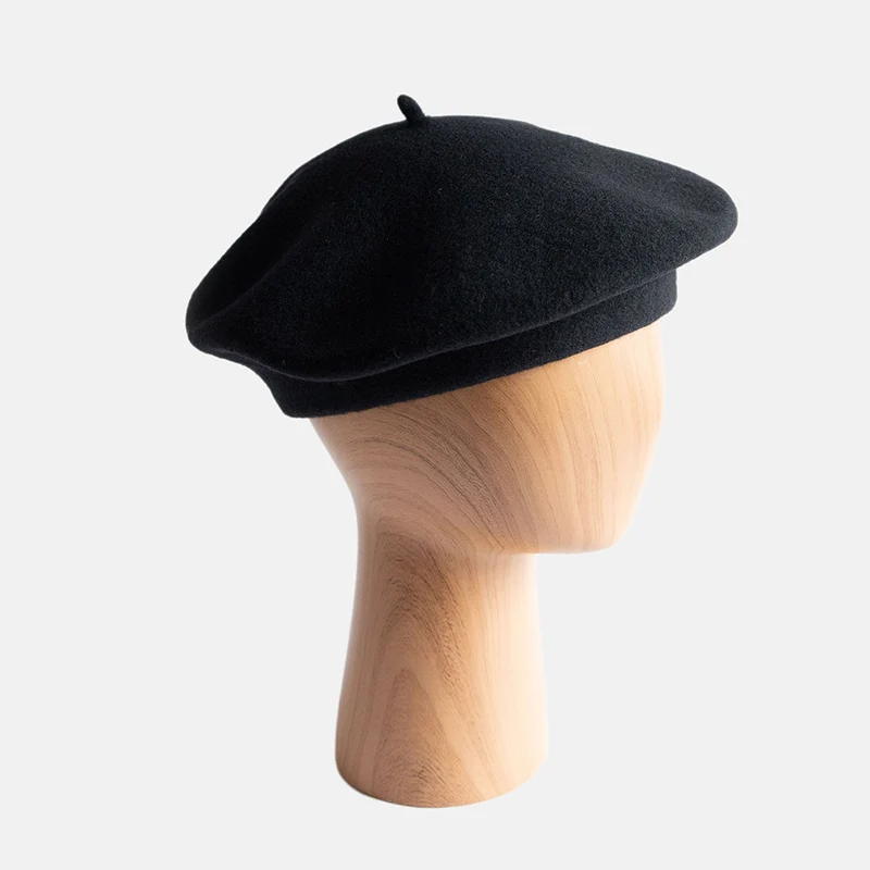 Black Pure Merino Classic Beret