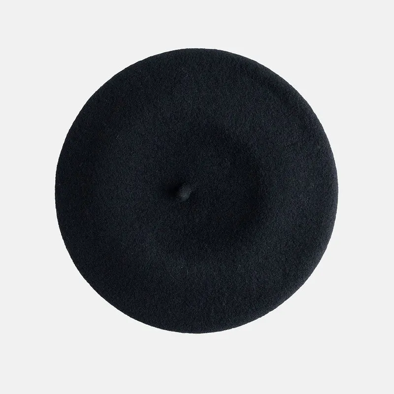 Black Pure Merino Classic Beret