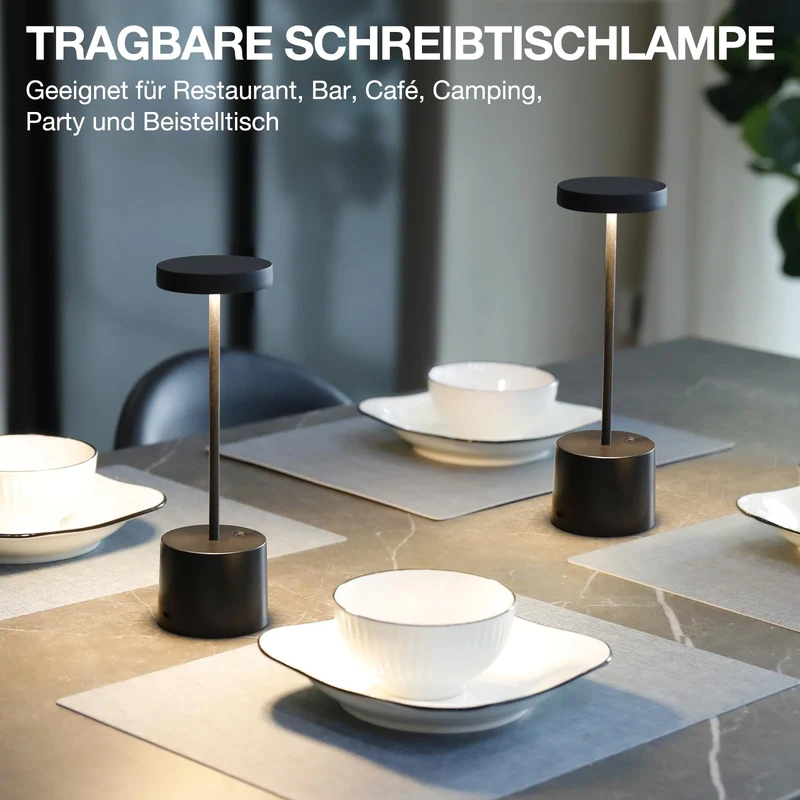 Tischlampe Batterie, LED Tischlampe Wireless, Tischlampe Wireless Batterie mit 3 Farbtemperaturen, Touch Nachttischlampe Dimmbar, kontinuierlich dimmbar für Schlafzimmer