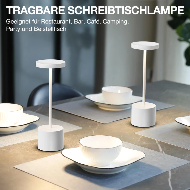 Tischlampe Batterie, LED Tischlampe Wireless, Tischlampe Wireless Batterie mit 3 Farbtemperaturen, Touch Nachttischlampe Dimmbar, kontinuierlich dimmbar für Schlafzimmer