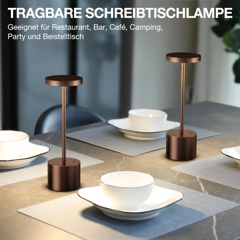 Tischlampe Batterie, LED Tischlampe Wireless, Tischlampe Wireless Batterie mit 3 Farbtemperaturen, Touch Nachttischlampe Dimmbar, kontinuierlich dimmbar für Schlafzimmer