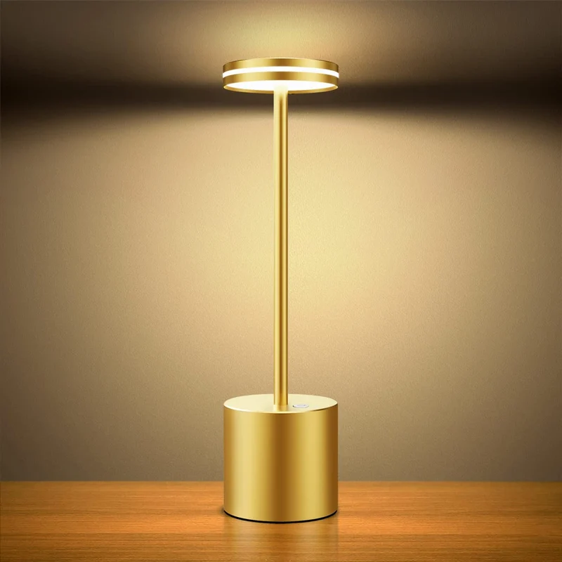 LED Batterie Tischlampen, Wireless, 5000 mAh Modern dimmbar Tischlampe, Aluminium, 3 Farbtemperaturen, Tischlampen Wiederaufladbar für Innen-, Aussen-, Nachttisch, Esstisch, Bar