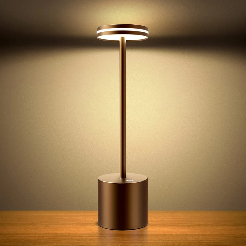 LED Batterie Tischlampen, Wireless, 5000 mAh Modern dimmbar Tischlampe, Aluminium, 3 Farbtemperaturen, Tischlampen Wiederaufladbar für Innen-, Aussen-, Nachttisch, Esstisch, Bar