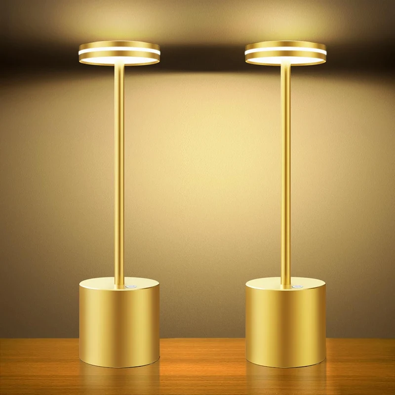 LED Batterie Tischlampen, Wireless, 5000 mAh Modern dimmbar Tischlampe, Aluminium, 3 Farbtemperaturen, Tischlampen Wiederaufladbar für Innen-, Aussen-, Nachttisch, Esstisch, Bar