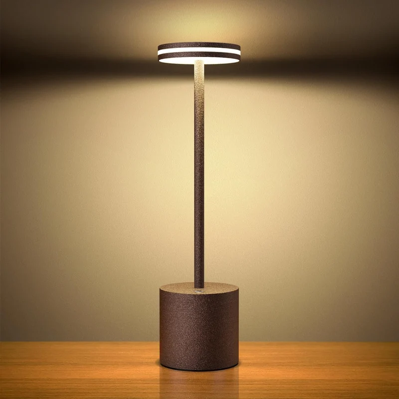 LED Batterie Tischlampen, Wireless, 5000 mAh Modern dimmbar Tischlampe, Aluminium, 3 Farbtemperaturen, Tischlampen Wiederaufladbar für Innen-, Aussen-, Nachttisch, Esstisch, Bar