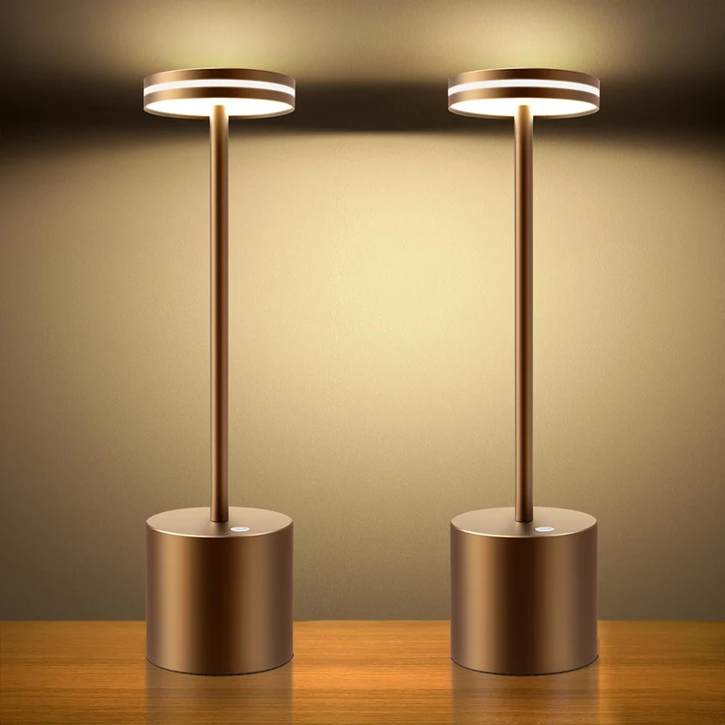 LED Batterie Tischlampen, Wireless, 5000 mAh Modern dimmbar Tischlampe, Aluminium, 3 Farbtemperaturen, Tischlampen Wiederaufladbar für Innen-, Aussen-, Nachttisch, Esstisch, Bar