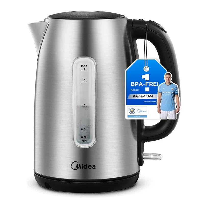 Edelstahl-Kessel mit Temperatureinstellung, 45°C - 100°C, 1,5 Liter, 2200 W Wasserkocher weiß, Teebereiter mit Temperaturanzeige und Sicherheitsfunktionen, BPA-frei, Doppelwanddesign