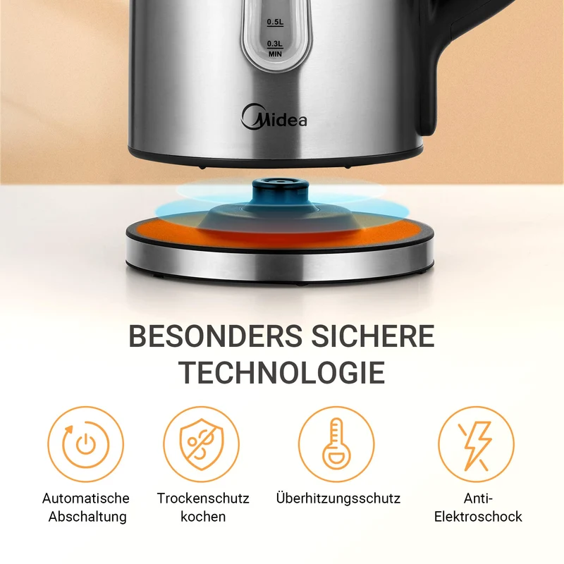 Edelstahl-Kessel mit Temperatureinstellung, 45°C - 100°C, 1,5 Liter, 2200 W Wasserkocher weiß, Teebereiter mit Temperaturanzeige und Sicherheitsfunktionen, BPA-frei, Doppelwanddesign