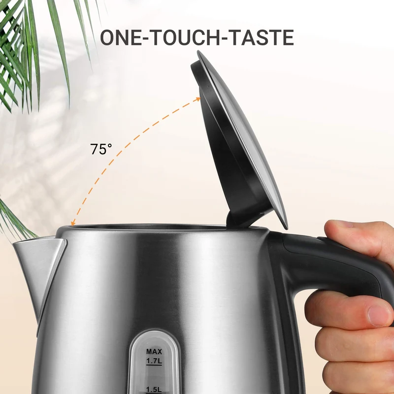 Edelstahl-Kessel mit Temperatureinstellung, 45°C - 100°C, 1,5 Liter, 2200 W Wasserkocher weiß, Teebereiter mit Temperaturanzeige und Sicherheitsfunktionen, BPA-frei, Doppelwanddesign