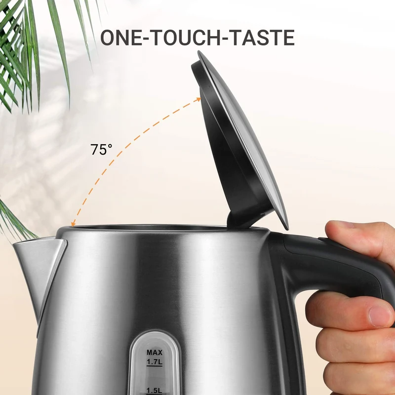 Edelstahl-Kessel mit Temperatureinstellung, 45°C - 100°C, 1,5 Liter, 2200 W Wasserkocher weiß, Teebereiter mit Temperaturanzeige und Sicherheitsfunktionen, BPA-frei, Doppelwanddesign