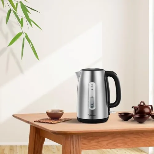 Edelstahl-Kessel mit Temperatureinstellung, 45°C - 100°C, 1,5 Liter, 2200 W Wasserkocher weiß, Teebereiter mit Temperaturanzeige und Sicherheitsfunktionen, BPA-frei, Doppelwanddesign