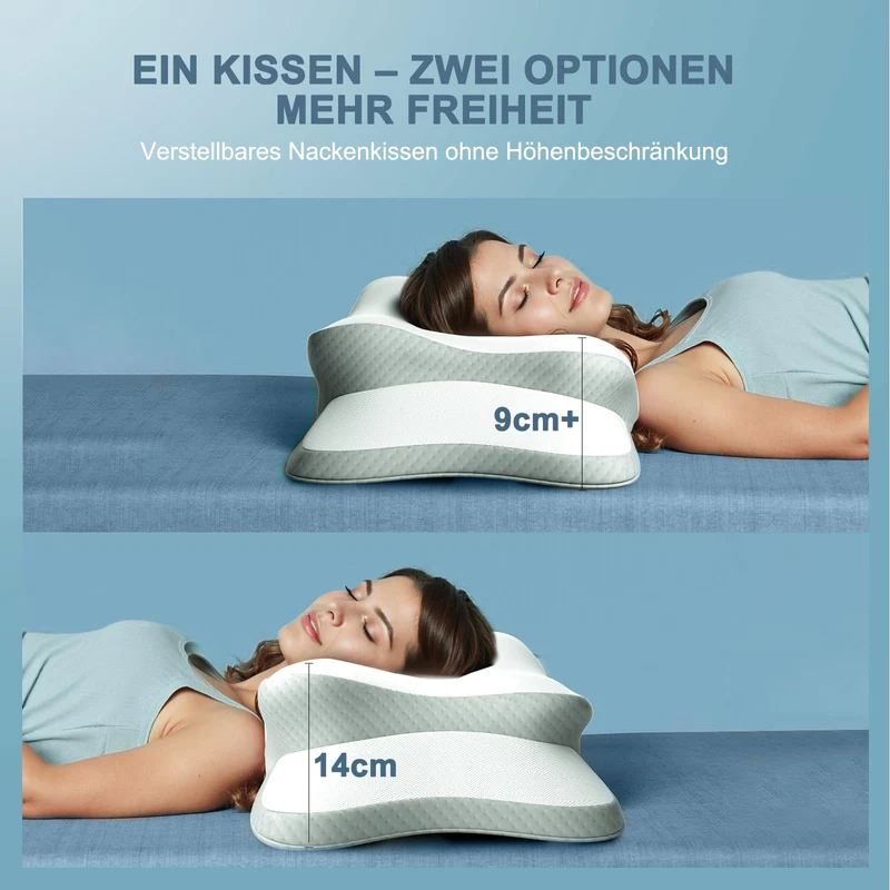 Nackenkissen, Memory Foam Kissen, Hals Stützkissen, Ergonomisches Kissen, Kissen für Seiten, Rücken- und Magenschläfer